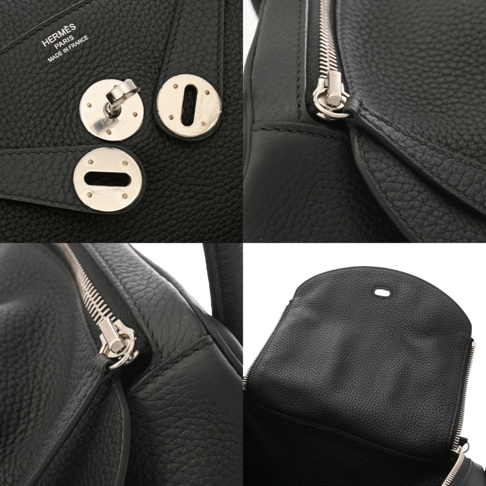 HERMES Lindy 30 Black U Stamp (circa 2022) Women's Taurillon Clemence Leather... - Picture 10 of 11